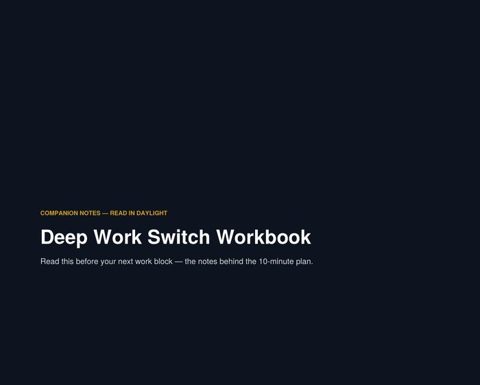 Cover preview of the Deep Work Switch Companion Guide
