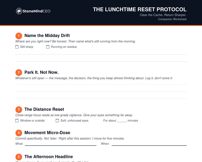 Cover preview of the Lunchtime Reset Protocol Companion Worksheet