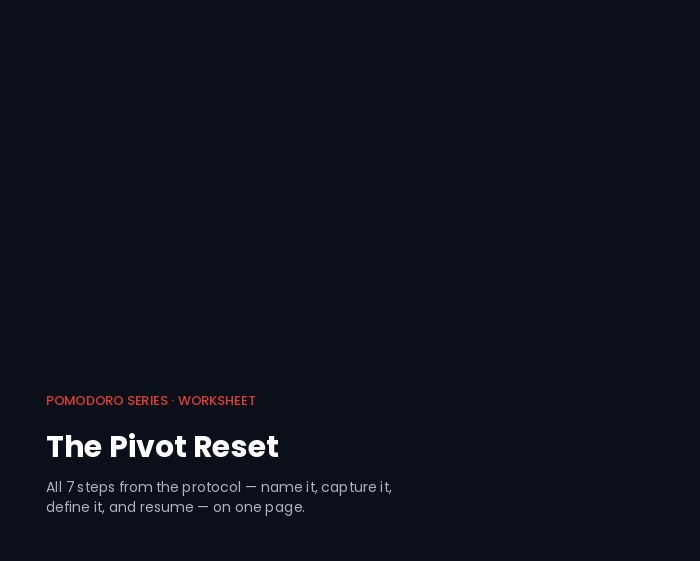 Cover preview of The Pivot Reset Worksheet
